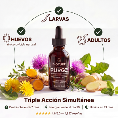 PURGE™ — Fórmula Antiparasitaria natural (Elimina los parásitos intestinales en 21 días)